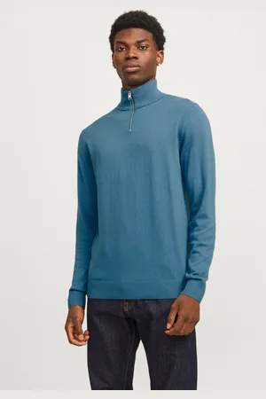 JACK & JONES Ensfarvet Striktrøje Med Kvart Lynlås
