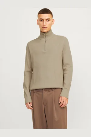 JACK & JONES Ensfarvet Striktrøje Med Kvart Lynlås