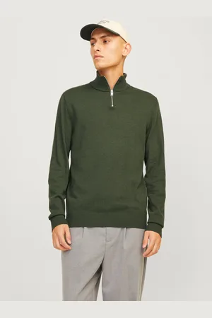 JACK & JONES Ensfarvet Striktrøje Med Kvart Lynlås
