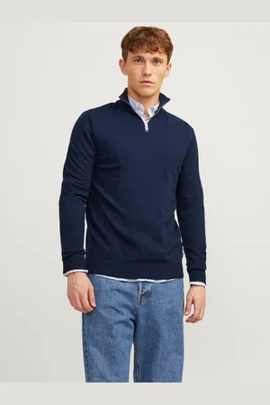 JACK & JONES Ensfarvet Striktrøje Med Kvart Lynlås