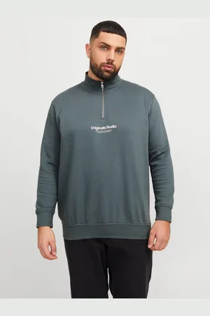 JACK & JONES Plus Size Printet Sweatshirt Med Halv Lynlås
