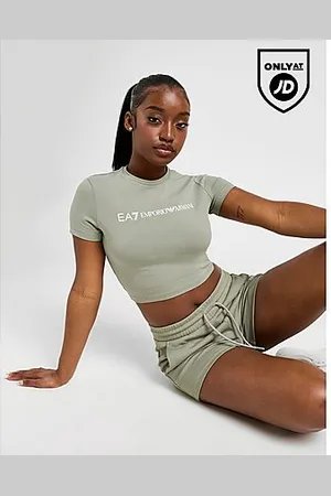 EA7 Logo Slim Crop T-Shirt Dame