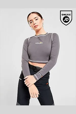 Ellesse Contrast Long-Sleeve Crop T-Shirt