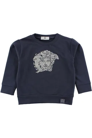 VERSACE Young Sweatshirt - StÃ¸vet BlÃ¥ m. SÃ¸lv Logo