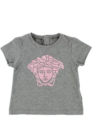 VERSACE Young T-shirt - GrÃ¥meleret m. LyserÃ¸d Medusa