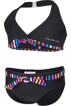 Color Kids Bikini - Sort m. Striber