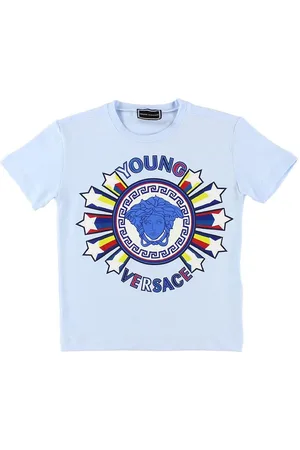 VERSACE Young T-shirt - LyseblÃ¥ m. Logo/Stjerner