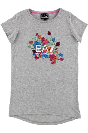 EA7 T-shirt - GrÃ¥meleret m. Blomster