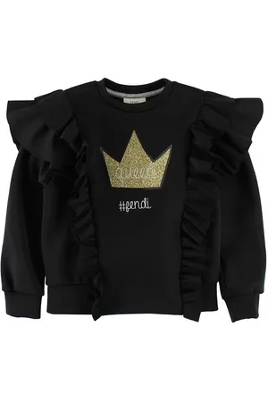 Fendi Kids Bluse - Sort m. FlÃ¦ser/Guldkrone