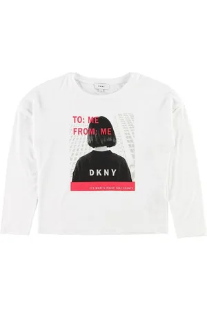 DKNY Bluse - Viskose - Hvid m. Print