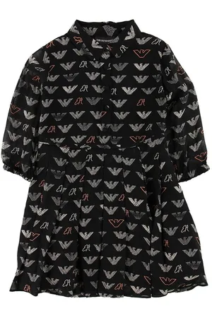 Emporio Armani Kjole - Viskose - Sort m. Allover Logo