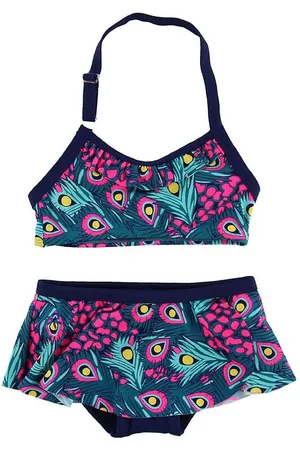 Color Kids Bikini - Tracy - Navy/Pink m. PÃ¥fuglefjer