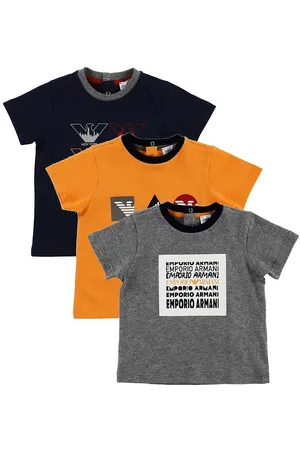 Emporio Armani T-shirt - 3-pak - GrÃ¥meleret/Sort/Orange