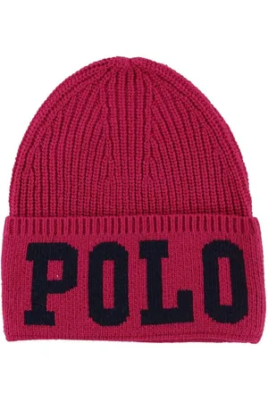 Ralph Lauren Hue - Akryl/Uld - MÃ¸rk Pink m. Tekst