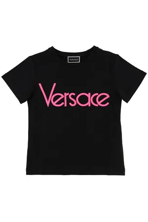 VERSACE T-shirt - Sort/Neonpink m. Tekst