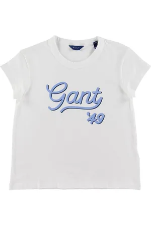 GANT T-shirt - Script - Hvid m. LyseblÃ¥