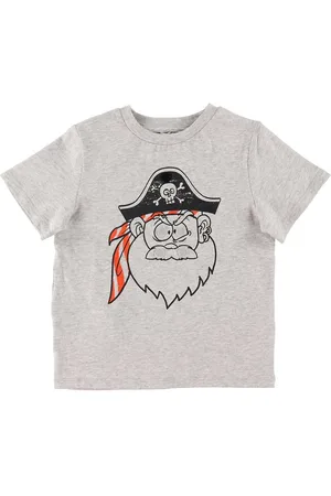 Stella McCartney T-shirt - GrÃ¥meleret m. Pirat/Patches