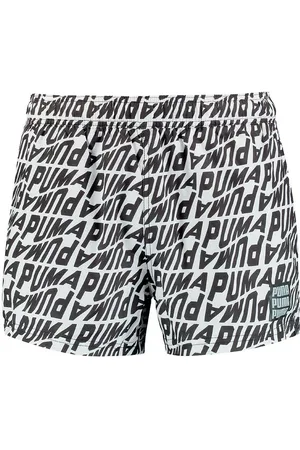 PUMA Badeshorts - Hvid m. Sort Print