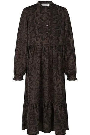 Rosemunde Kjole - Recycled Polyester - Smoaked Oak Snake Print