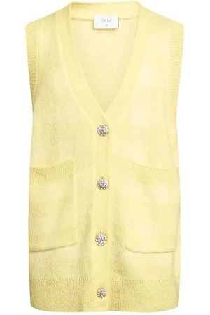 Grunt Vest - Strik - Mia - Gul m. Tern