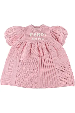 Fendi Kjole - Bomuld/Uld - Rosa m. Tekst