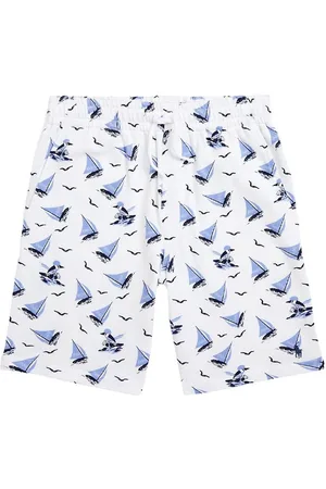 Ralph Lauren Sweatshorts - Classics - Hvid/BlÃ¥ m. Sejlskibe
