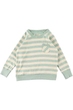 Katvig Bluse m. Lomme - Turkis/Beige Stribet