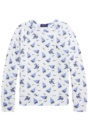 Ralph Lauren Sweatshirt - Classics - Hvid/BlÃ¥ m. Sejlskibe