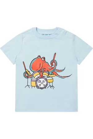 Stella McCartney T-shirt - LyseblÃ¥ m. BlÃ¦ksprutte
