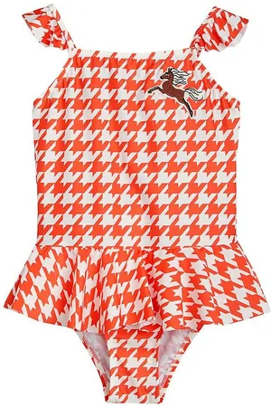 Mini Rodini Badedragt - UV50+ - Houndstooth - RÃ¸d/Hvid