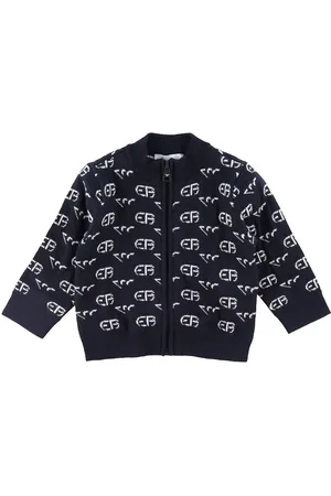 Emporio Armani Cardigan - Uld - Recreate Blue m. Logoer