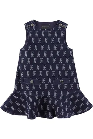Emporio Armani Kjole - Denim - Fantasia Blue/Hvid m. Logoer