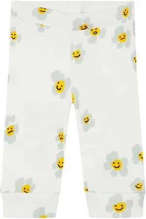 Stella McCartney Leggings - Rib - Hvid m. Blomster