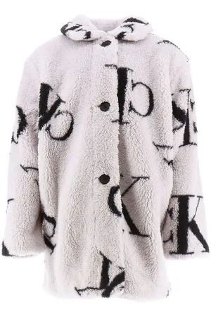 Calvin Klein Fleecefrakke - Monogram Teddy - GrÃ¥/Sort
