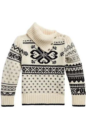 Ralph Lauren Bluse - Uld/Nylon - Creme/Sort m. MÃ¸nster