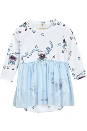Mini Rodini Kjolebody l/Ã¦ - Tulle Skirt- Siamese AOP - LyseblÃ¥