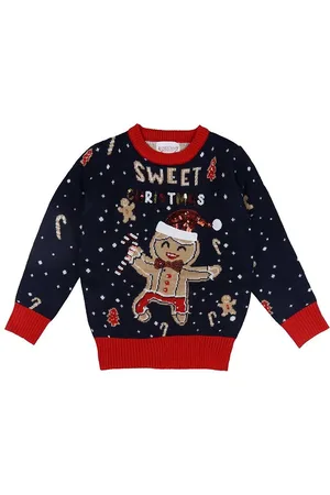 Jule-Sweaters S Bluse - Cute Cookie Man - Strik - BlÃ¥