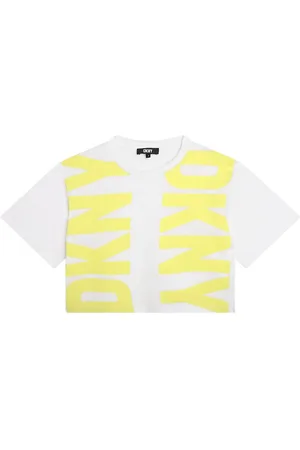 DKNY T-shirt - Cropped - Hvid/Lemon