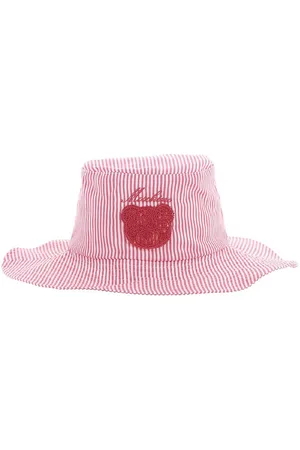 Moschino BÃ¸llehat - Pink/Hvidstribet m. Logo