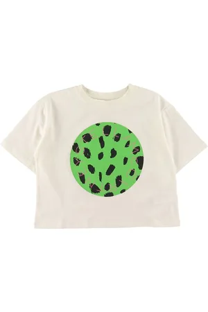 Stella McCartney T-shirt - Cropped - Hvid m. GrÃ¸n