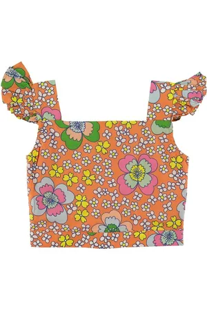 Stella McCartney Top - Cropped - Orange m. Blomster