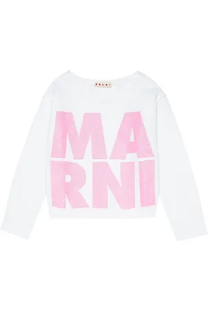 Marni Sweatshirt - Cropped - Hvid/Pink m. Glimmer