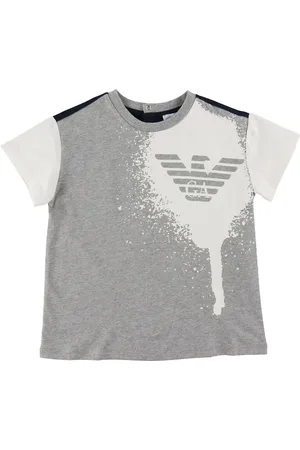 Emporio Armani T-shirt - GrÃ¥meleret/Navy m. Hvid