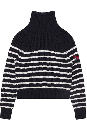 Zadig & Voltaire Bluse - Cropped - Uld - Navy/Hvid