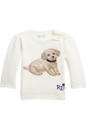 Ralph Lauren Bluse - Strik - Cream m. Hund