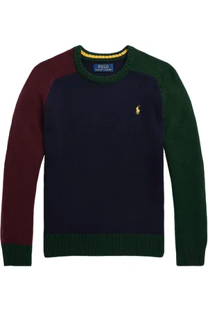 Ralph Lauren Bluse - Uld - Navy m. MÃ¸rkegrÃ¸n/Bordeaux