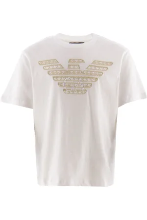 Emporio Armani T-shirt - Hvid/Beige m. Logo