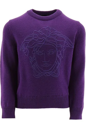 VERSACE Bluse - Uld - Lilla m. Logo