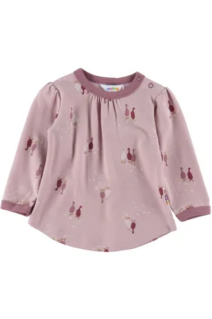 Joha Bluse l/Ã¦ - Uld/Bomuld - Light Bordeaux m. GÃ¦s