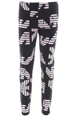 Emporio Armani Leggings - Sort/Rosa m. Logoer